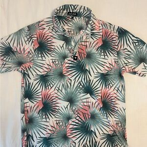 Bad Birdie Tropical Palm Polo in Teal & Coral